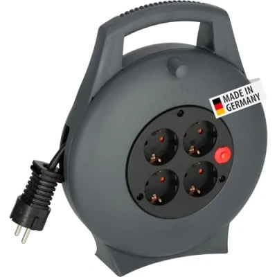 Abbildung von Brennenstuhl Vario Line Kabelbox 4 fach/Mini Kabeltrommel (Indoor für Haushalt, 10m Kabel, Made in Germany) anthrazit