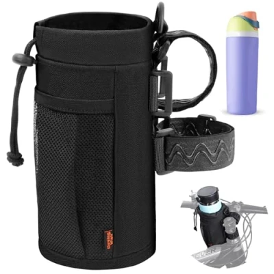 Abbildung von Desing Wish 24oz Flaschenhalter Fahrrad Getränkehalter Ohne Schrauben Trinkflaschenhalter Fahrradflaschenhalterung Getränke Halterung Trinkflaschenhalterung Wasserflaschenhalter mit Netztasche