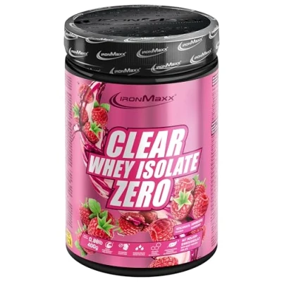 Abbildung von IronMaxx Clear Whey Isolate Zero Raspberry 400g Dose Klarer Molkenprotein Isolat ohne Zucker Laktosefreies Protein Limonade mit fruchtig erfrischendem Geschmack