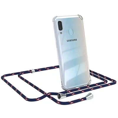 Abbildung von EAZY CASE Handykette kompatibel mit Samsung Galaxy A20e Handyhülle Umhängeband, Handykordel Schutzhülle, Silikonhülle, Hülle Band, Stylische Kette für Smartphone, Navy Camouflage