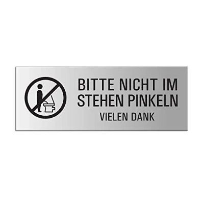 Abbildung von OFFORM DESIGN Hinweisschild Bitte nicht im Stehen pinkeln Aluminium silber matt 175x65 mm, (1 St)
