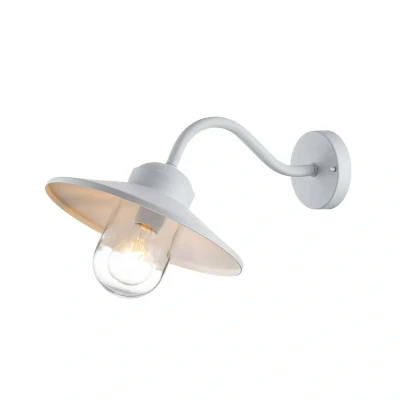 Abbildung von Elstead Lighting Klampenborg WHT Wandleuchte E27 40W IP44 Edelstahl, klares Glas; Weiß L:42cm B:27.5cm Ø27.5cm dimmbar