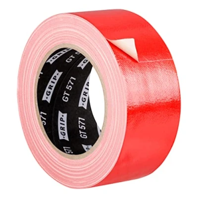 Abbildung von GRIP Eventbasics Gewebeband rot, 50 mm x 25 m, farbiges Gaffa Tape GT 571, sehr hohe Klebkraft, Profi Gewebeklebeband zum Markieren, Basteln, Befestigen, Reparieren uvm. im Innen und Außenbereich