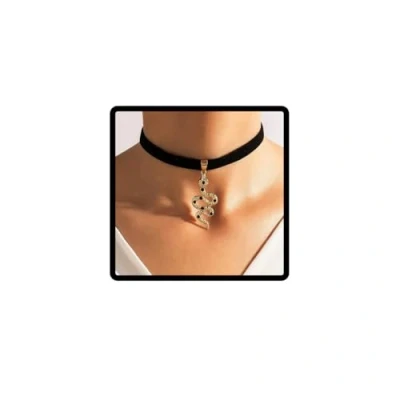 Abbildung von Cubahop Schwarz Flanell Choker Halsketten Schlange Kragen Halskette Kette Schmuck für Frauen und Mädchen (Gold)