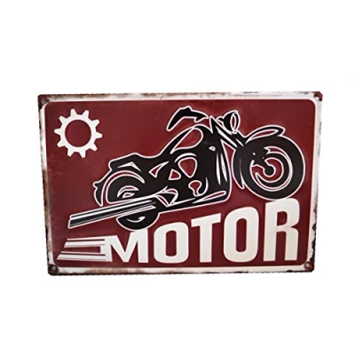 Abbildung von LB H&amp;F Blechschild Nostalgie Retro Tür Bike Motorrad Schild Biker rot G