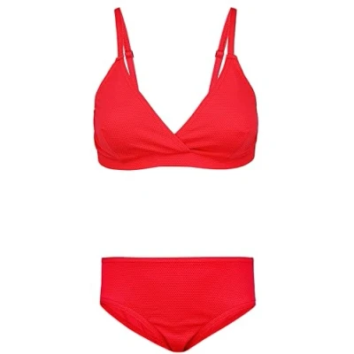 Abbildung von Aquarti Mädchen Bikini Set Bustier Bikinislip Zweiteiliger Badeanzug, Farbe: 039 Jacquard Punkte Rot, Größe: 170