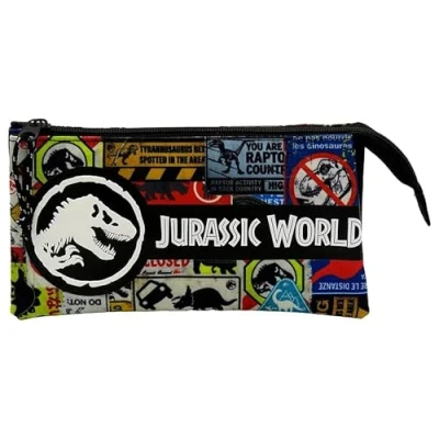 Abbildung von Jurassic World Dreifach Federmäppchen, Schulmaterial, Stiftehalter, Mehrfarbig, Unisex, Zubehör, offizielles Produkt (CyP Brands)