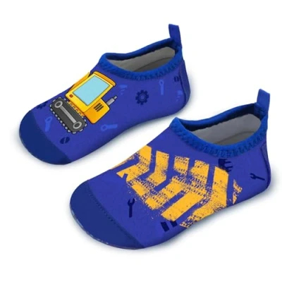 Abbildung von Badeschuhe Kinder Strandschuhe Schwimmschuhe Jungen Baby Wasserschuhe Schnell Badesoken Aquaschuhe Trocknend Barfuss Schuhe（Digger Blau 28/29）