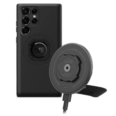 Abbildung von Quad Lock Klebehalterung fürs Armaturenbrett Handyhalterung Auto Kit mit MAG Wireless Charging Head (V2) und Galaxy S22 Ultra Hülle