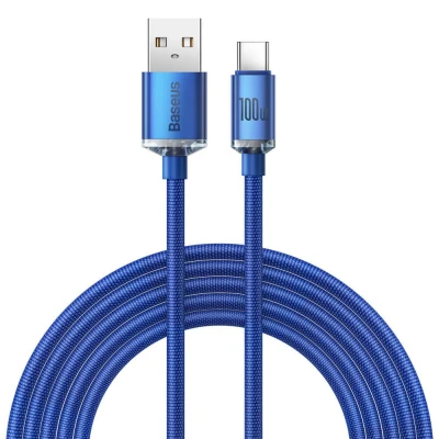 Abbildung von Baseus Crystal Shine Series Fast Charging Datenkabel USB Typ A auf C 100 W 2 m Blau (CAJY000503)