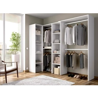 Abbildung von Dmora Kleiderschrank Quadro, Gestell für Eckschrank, Schrank offen Ecke, 228 x 79 187 cm, Weiß, Holzwerkstoff
