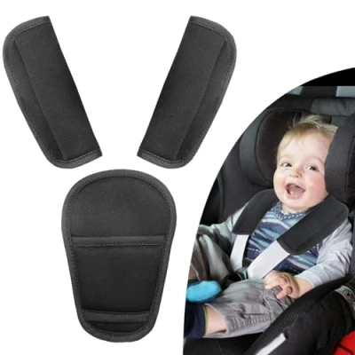 Abbildung von Gurtpolster Kinder 3 Pads Set Universal Baby Autositz Gurtbezüge Kinderwagen Sicherheitsgurt Kissen für Neugeborene Schulterpolster Babyschale