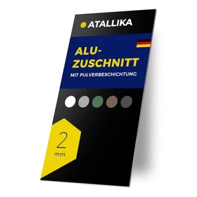 Abbildung von ATALLIKA Aluminium Platte beschichtet [Tiefschwarz, 600x500 mm] 2mm dickes Alublech mit einseitiger Pulver Beschichtung [wetterfest, Outdoor &amp; Indoor] präziser Blech Zuschnitt aus Deutschland