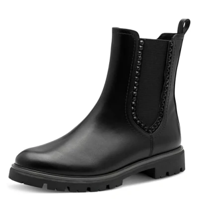 Abbildung von MARCO TOZZI Chelseaboots, Blockabsatz, Stiefelette, Boots, vegan, mit Strass Steinen verziert