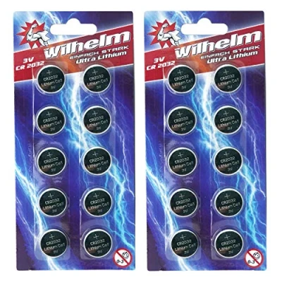 Abbildung von 20 x CR2032 Wilhelm Blisterpack Knopfzelle Batterie Lithium 3V CR 2032