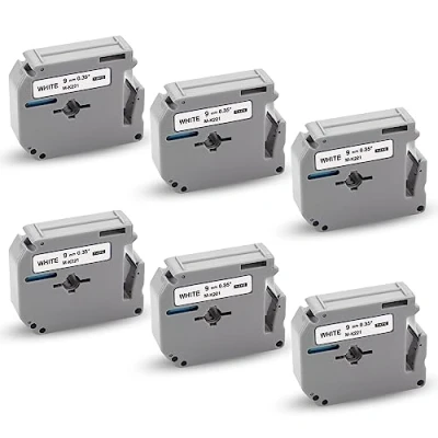 Abbildung von 6x XemaX Kompatibel M K221S 9mm 3/8 Brother Ersatz für K221 MK221S MK 221S P Touch 60 Bänder PT 65 90 80 55 85 M95, Schwarz auf Weiß