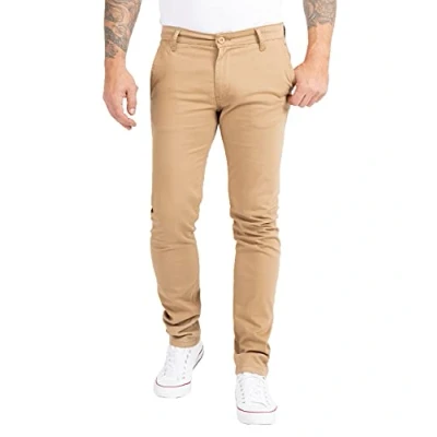 Abbildung von Indumentum Herren Chino Hose Slim Fit Chinohose Herrenhose Baumwolle Designer Chinos Business Stretch Männer IS 305 Dunkelbeige W34 L34