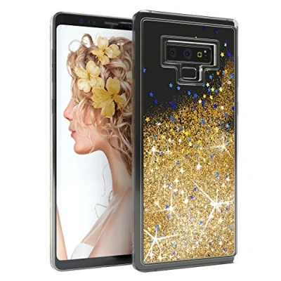 Abbildung von EAZY CASE Hülle kompatibel mit Samsung Galaxy Note 9 Schutzhülle Flüssig Glitzer, Handyhülle, Schutzhülle, Back Cover Glitter Flüssigkeit, aus TPU/Silikon, Transparent/Durchsichtig, Gold