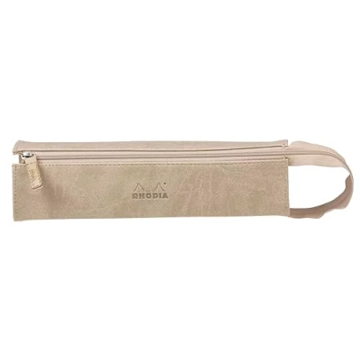 Abbildung von Rhodia 319015C Schlampermäppchen Rhodiarama, rechteckig 23x5x5 cm, flache Öffnung, langer Reißverschluss, praktisch und elegant aus Kunstleder Beige, 1 Stück