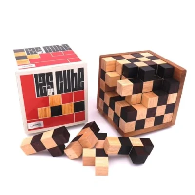 Abbildung von ROMBOL Denkspiele Spiel, 3D Puzzle 125er Cube herausforderndes Denkspiel aus edlem Holz für Knobel Fans, Holzspiel