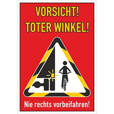 Abbildung von carstyling XXL Aufkleber &#039;Vorsicht! Toter Winkel!&#039; 200 x 140 mm