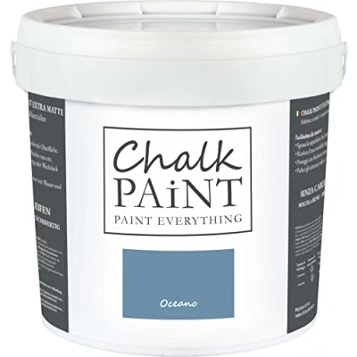 Abbildung von Chalk Paint Everything® Oceano Kreidefarbe Wasserbasis für Alle Oberflächen einfach zu verarbeiten ohne schlechten Geruch Extra Matt (5 Liter)