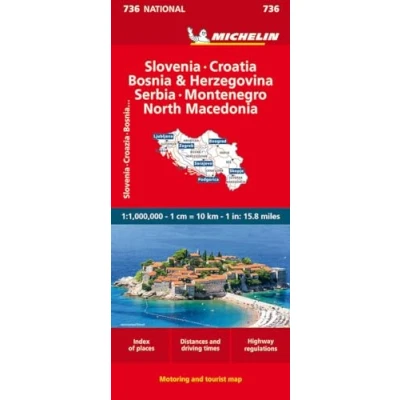 Abbildung von Michelin Slowenien Montenegro Bosnien Kroatien Serbien: Straßen und Tourismuskarte 1: 1 000 (MICHELIN Nationalkarten)