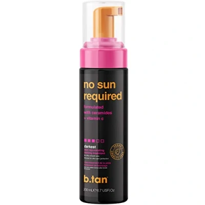 Abbildung von b.tan Dark Self Tanner Mousse No Sun Required 1 Hour Express, Ultra Hydrating, Rejuvenating Sunless Tanning Treatment Foam, Ceramides + Vitamin C, Fake Tan Smell, Face &amp; Body, 200 ml