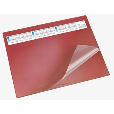 Abbildung von Läufer 44654 Durella DS Schreibtischunterlage mit transparenter Auflage und Kalender, rutschfeste Schreibunterlage, 52 x 65cm, rot