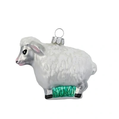 Abbildung von Christbaumschmuck Glas 6,5cm Schaf Figur zum Aufhängen handbemalt Weihnachtsbaum Anhänger für Weihnachten Christbaumanhänger &amp; Weihnachtsbaumschmuck Bauernhof Tiere Weiß
