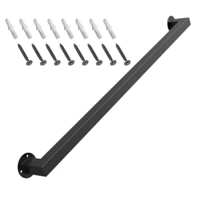 Abbildung von Gorssen 90cm Handlauf for Treppen Schritt, Indoor und Outdoor Treppengeländer Support Kit, Black Metal Schmiedeeisen ältere Kinder Sicherheit Treppe Schienen