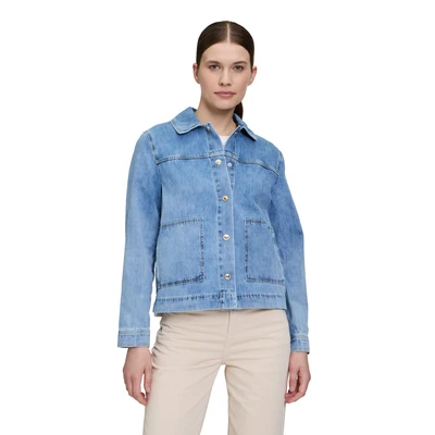 Abbildung von Cartoon MIT Aufgesetzten Taschen Jeansjacke, Damen, Größe: 34, Light blue denim