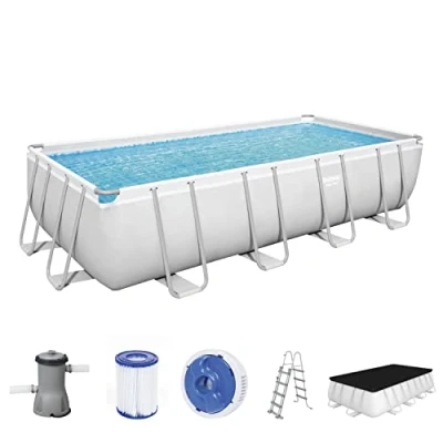 Abbildung von Bestway Framepool 56670 (Komplett Set, 5 tlg., Pool, Pumpe, Leiter, Anschlüsse, Plane, Chemikaliendosierer), robusten, reißfesten Eigenschaften, erhöhte Festigkeit und Haltbarkeit