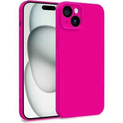 Abbildung von MyGadget Hülle für iPhone 15 Plus Zweilagige Handyhülle mit Kameraschutz Cover Innenfutter &amp; Silikon außen Magenta Rot