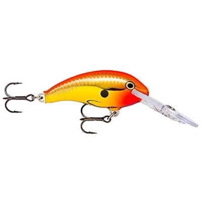 Abbildung von Rapala Unisex Adult Shad Dancer Angelköder Angelzubehör aus Balsaholz Süßwasser Schleppköder Lauftiefe 3 4,2m Fischköder 7cm, 15g Hergestellt in Estland Chrome Gold Fluorescent Red