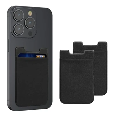 Abbildung von kwmobile 3X Stick on Kartenhalter für Kreditkarten Stoff Halter 5,7 x 8,9 cm Wallet mit Platz bis zu 5 Karten oder Scheine Schwarz