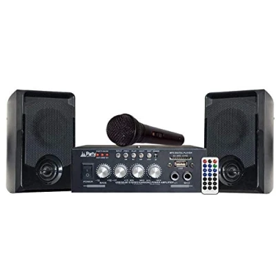 Abbildung von PARTY KA100 Karaoke Set 2x50W MIT USB SD Bluetooth Surround Sound TV Stereo Event Musik BESCHALLUNGSANLAGE Lautsprecher