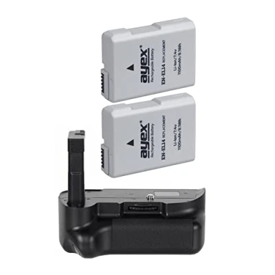 Abbildung von ayex Batteriegriff Passend für Nikon D5100 &amp; D5200 (ähnl. BG 2G) inklusive 2X EN EL14 Akkus Sparset, Akkugriff optimal zum fotografieren im Hochformat