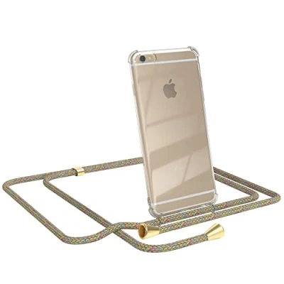 Abbildung von EAZY CASE Handykette kompatibel mit iPhone 6 / 6S Handyhülle Umhängeband, Handykordel Schutzhülle, Silikonhülle, Hülle Band, Stylische Kette für Smartphone, Rainbow
