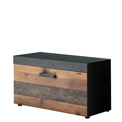 Abbildung von trendteam smart living Garderobensitzbank Sitzbank Garderobe Indy Aufbaumaß (BxHxT) 80 x 45 37 cm Farbe Graphit Grau Matera mit Old Wood 187931023