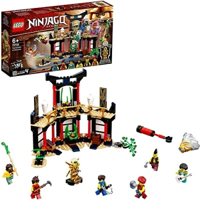 Abbildung von LEGO 71735 NINJAGO Turnier der Elemente Tempel Bauset mit Kampfarena und sammelbarer Figur des Goldenen Ninja Lloyd, 6 99 Jahre