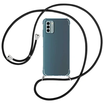 Abbildung von mtb more energy® Handykette kompatibel mit Nokia G22 schwarz Smartphone Hülle zum Umhängen Anti Shock Full TPU Case