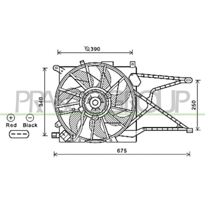 Abbildung von PRASCO OP017F007 Lüfter 390mm 12V 280W OPEL: Astra G CC, Caravan