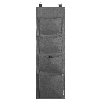 Abbildung von BIGSO BOX OF SWEDEN Hängeregal für die Tür oder Wand Organizer mit 4 Fächern Schuhe, Accessoires usw. Schuhaufbewahrung aus Polyester und Karton in moderner Leinenoptik grau