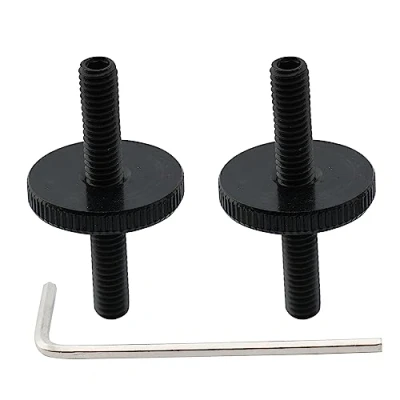 Abbildung von Musiclily Pro Metrische M4 ABR 1 Tune O Matic Brücke Bolzen und Thumbwheel Set für Epiphone Les Paul Style E Gitarre, Schwarz (2er Set)