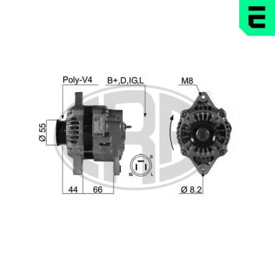 Abbildung von ERA 210048A Lichtmaschine 14V 55A SUZUKI: SWIFT 3, 2 Schragheck, Wagon R+ II Schrägheck, SUBARU: JUSTY 3