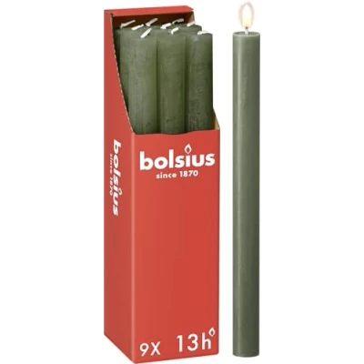 Abbildung von Bolsius Abendkerze Rustikal Fresh Olive 27 cm 9 Stück