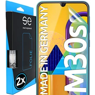 Abbildung von s.e Schutzfolie für Samsung Galaxy M30s, 2 Stück, Full Screen, Positionierhilfe, M30s Schutzfolie, transparente Displayfolie, funktionierende Alternative zu Schutzglas, Schutzglasfolie