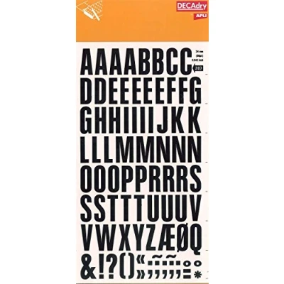 Abbildung von Buchstaben und Zahlen übertragbar, schwarz. Super 24 mm Schwarz