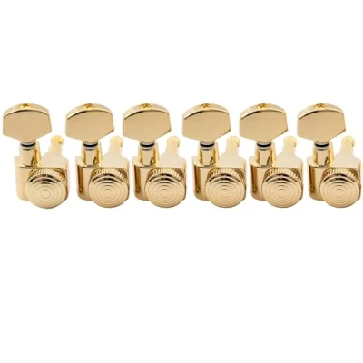 Abbildung von Musiclily Pro 6 in line 2 pin Vollmetall Guitar Locking Tuners Mechaniken Machine Heads Tuning Pegs Set für Fender Strat Tele E Gitarre, Gold